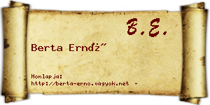 Berta Ernő névjegykártya